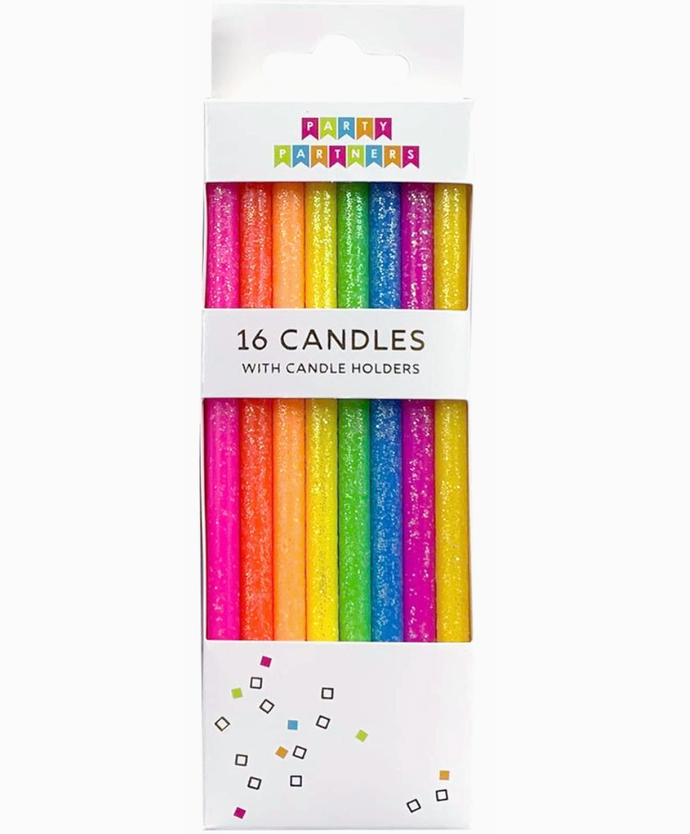 Tall Neon Rainbow Candles