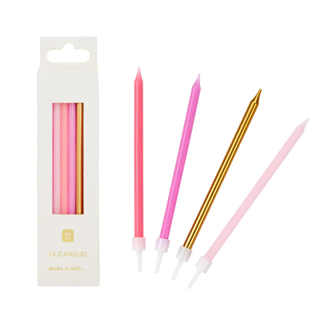 Rose Pink and Gold Birthday Candles