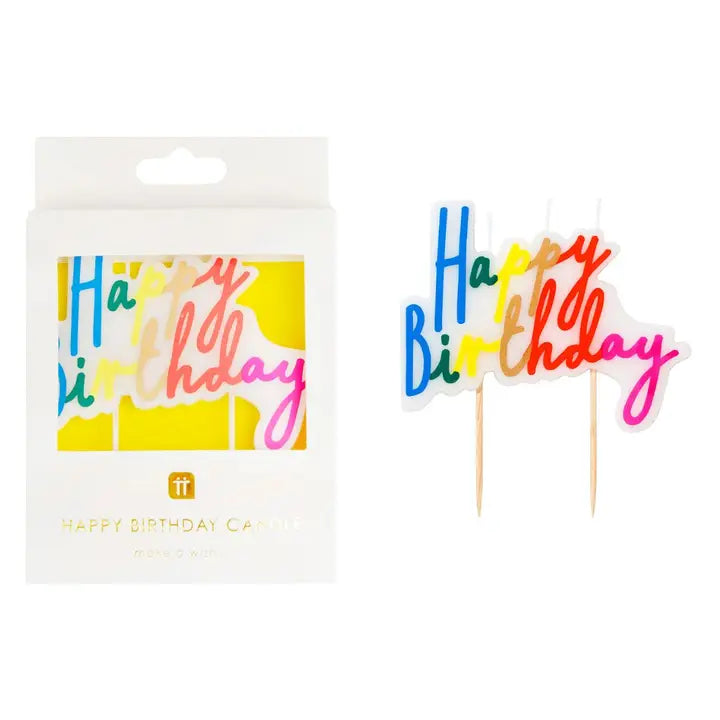 Rainbow Happy Birthday Candle