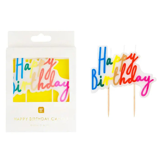 Rainbow Happy Birthday Candle