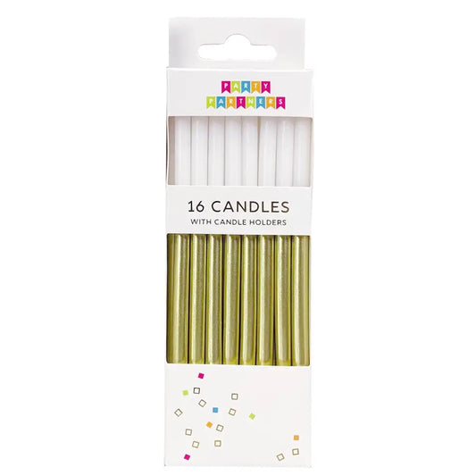 Gold Metallic Dip 16 Candle set